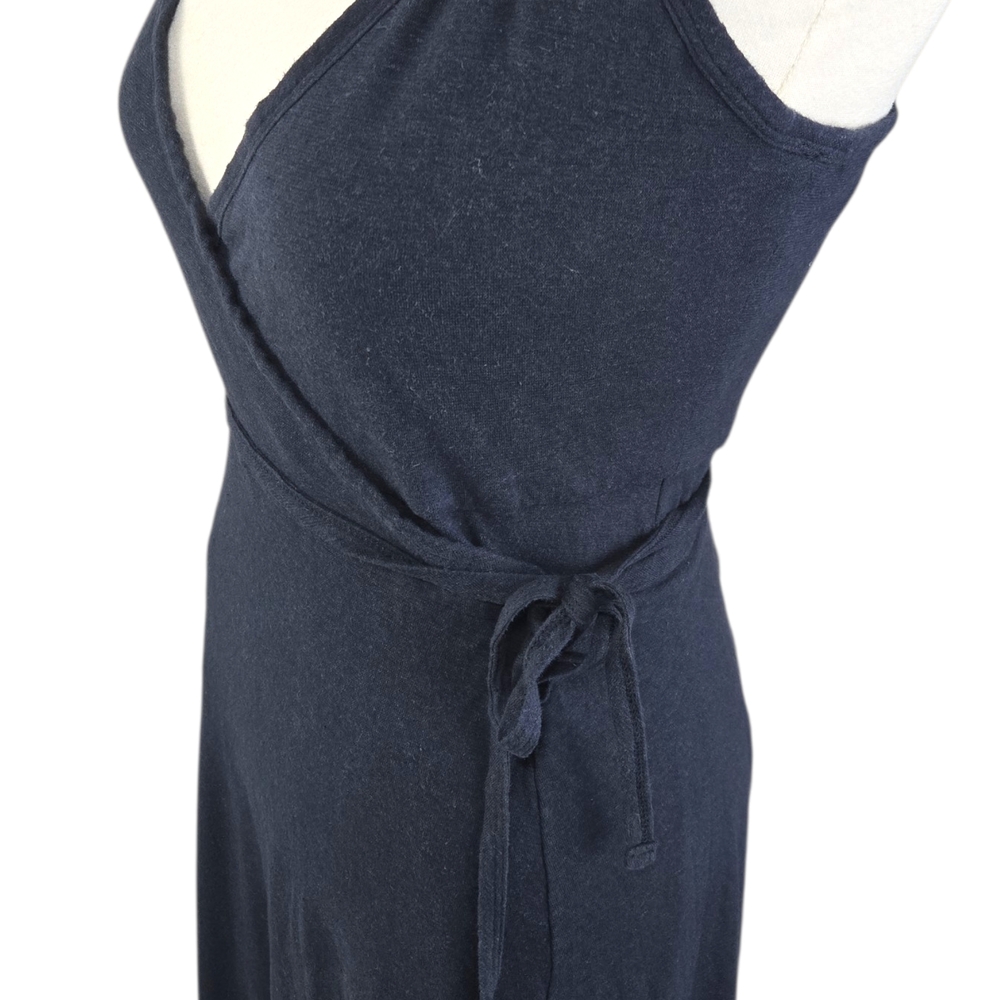 Patagonia Wear With All Wrap Dress Hemp Organic Cotton Dark Blue Midi Med 75220 - Picture 4 of 13
